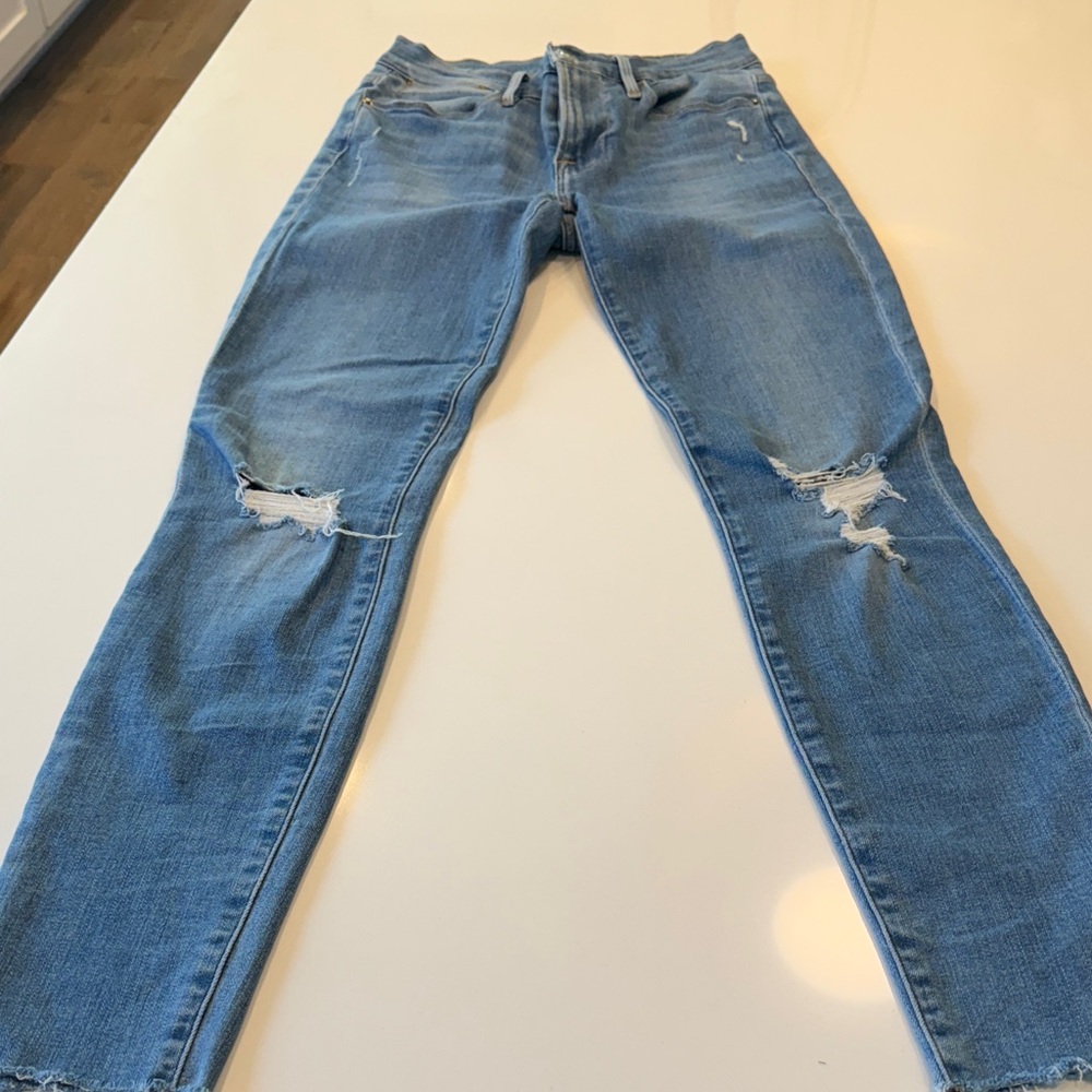 Frame Denim Light Blue Distressed Skinny Jeans